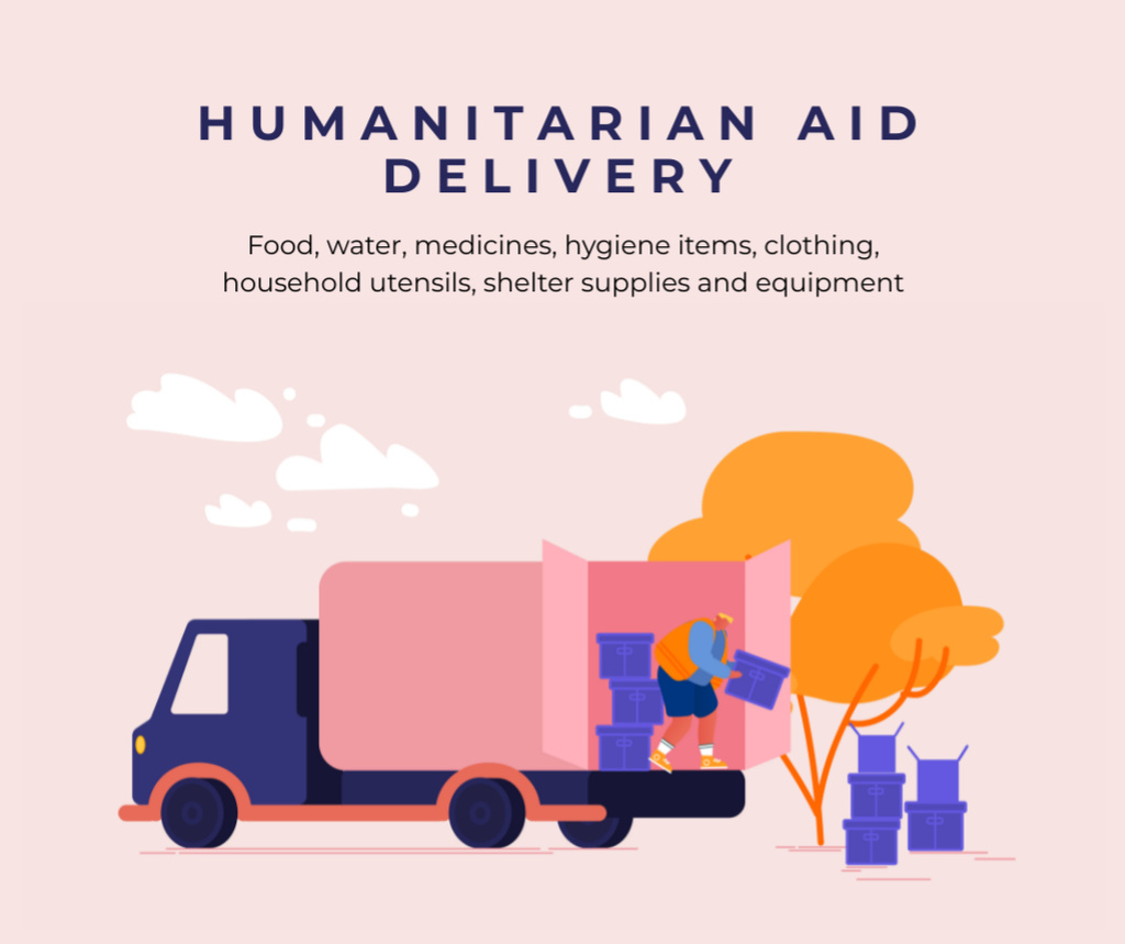 Humanitarian Help during War in Ukraine Facebookデザインテンプレート