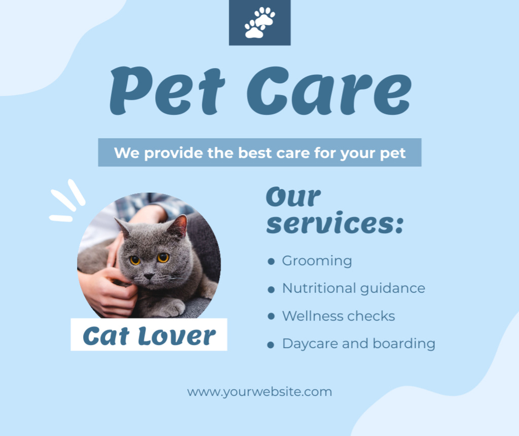 Pet Care Services Promotion With Description Facebook Design Template