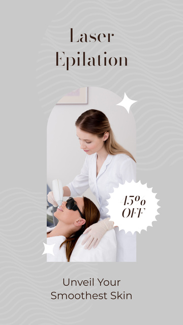 Platilla de diseño Discounted Laser Hair Removal Services for Soft Skin Instagram Story