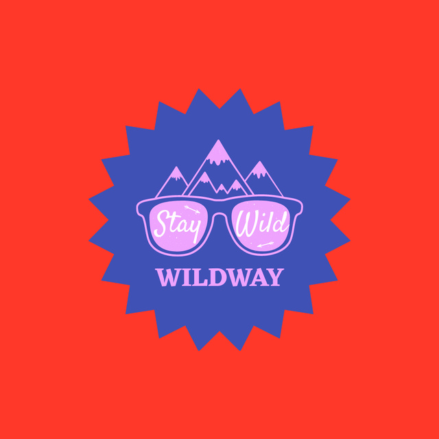 Emblem with Mountains in Sunglasses Logo Design Template