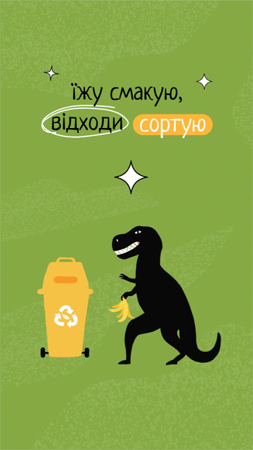 Ontwerpsjabloon van Instagram Story van Eco concept with Dinosaur recycling Trash