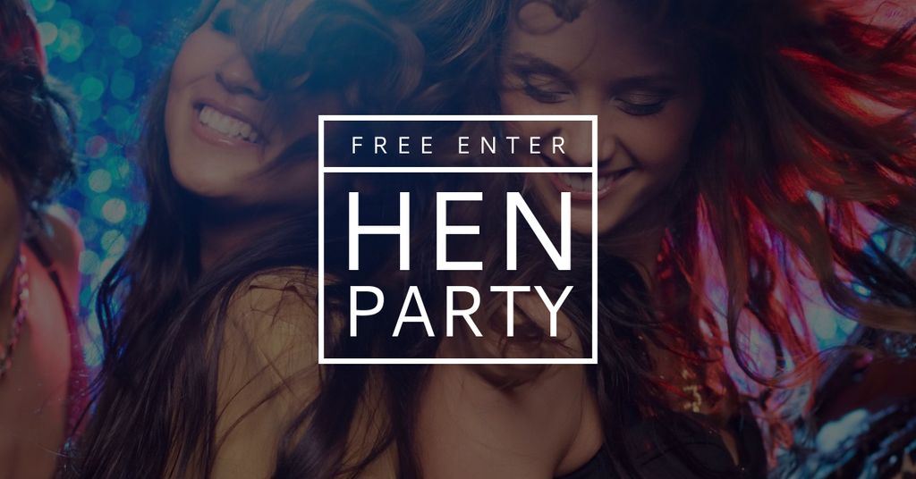 Hen Party invitation with Girls Dancing Facebook AD Modelo de Design