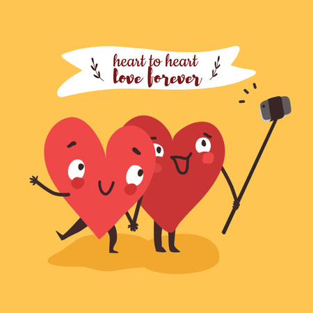 Hearts watching TV on Valentine's Day Animated Post Design Template