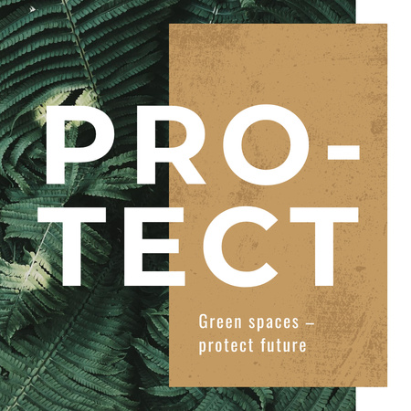 Green fern leaves  Instagram Design Template