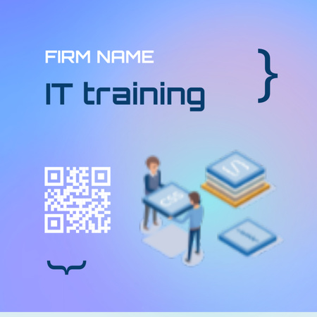 Announcement of Training for IT specialists Square 65x65mm Design Template