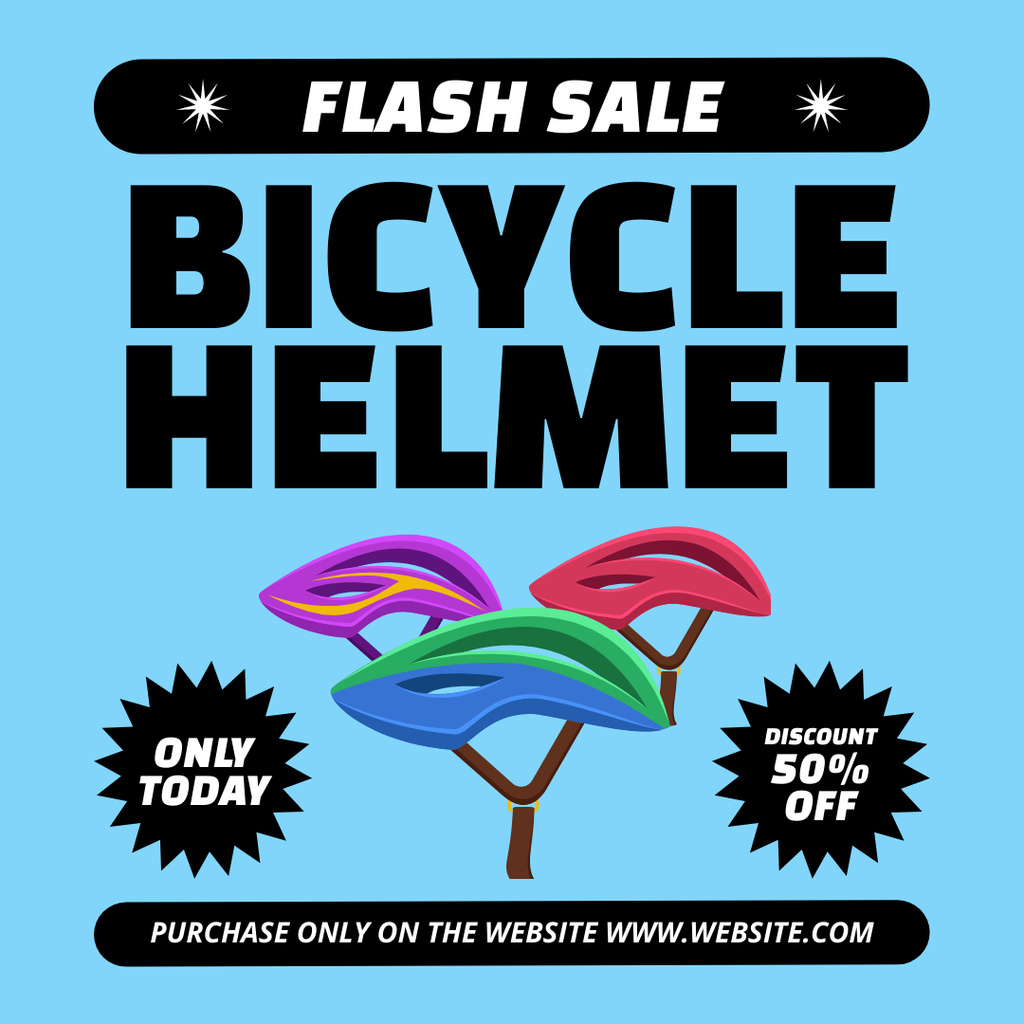 Ontwerpsjabloon van Instagram AD van Flash Sale of Bicycle Helmets