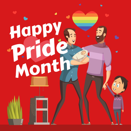 Platilla de diseño LGBT parents with children on Pride Month Instagram