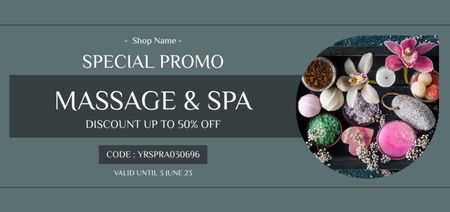 Ontwerpsjabloon van Coupon Din Large van Promotion Discount for Massage Studio and Spa