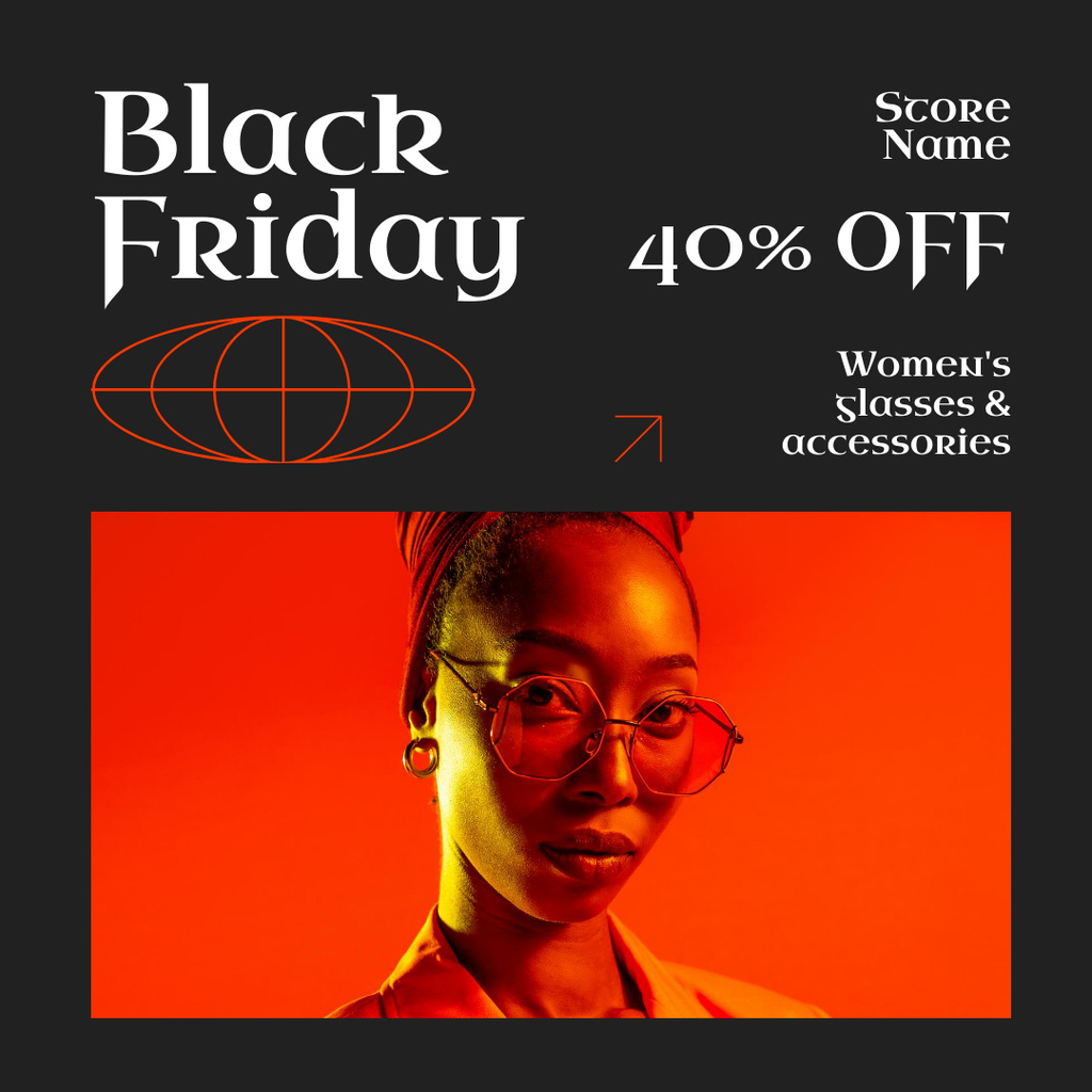 Female Accessories Sale on Black Friday Instagramデザインテンプレート