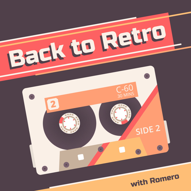 Plantilla de diseño de Retro styled composition with cassette and titles Podcast Cover 
