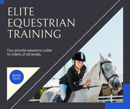 Designvorlage Elite Equestrian Training With Booking Offer für Facebook