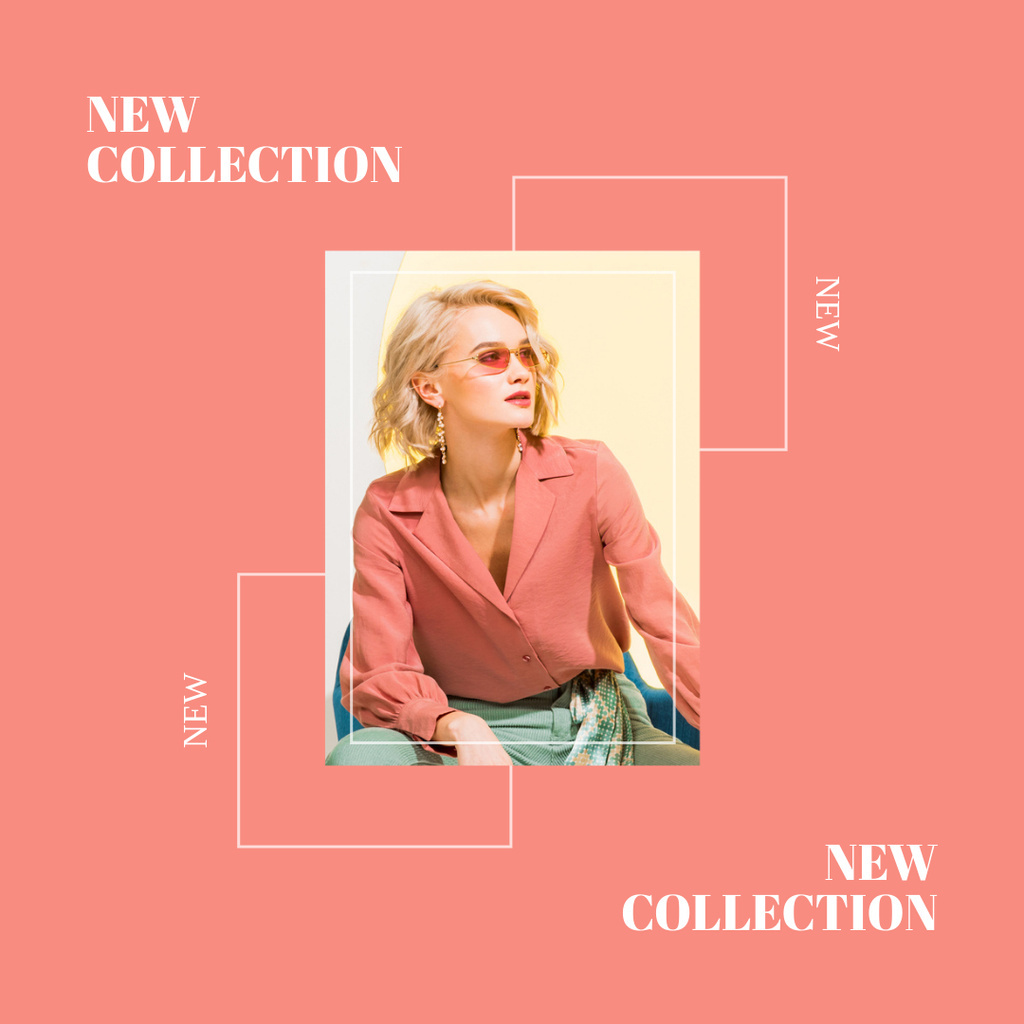 Pink Offer of Female Clothing New Collection Instagram Šablona návrhu