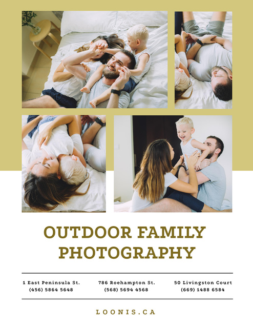 Photo Session Offer with Happy Family at Home Poster 8.5x11in Design Template