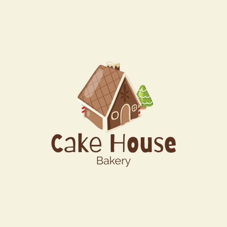 Bakery Ad with with Cute Cake House Logo Design Template