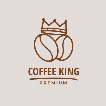 Illustration of Coffee Beans with Crown Logo Design Template