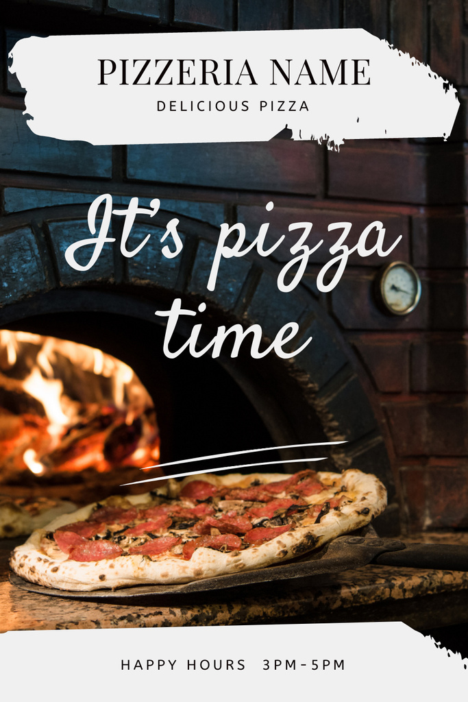 Template di design Yummy Pizza Served by Fireplace In Pizzeria Pinterest