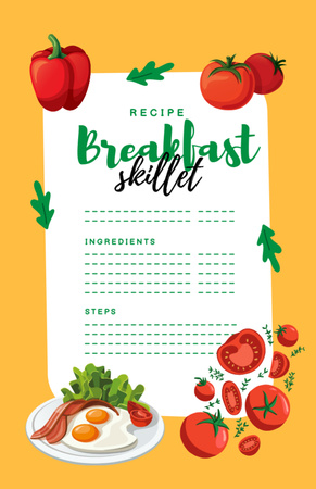 Aamiaispannun valmistusvaiheet Recipe Card Design Template