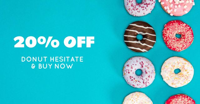 Plantilla de diseño de Sweet Colorful Donuts in Rows with Special Discount Facebook AD 