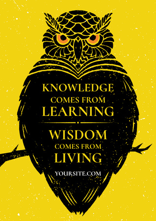 Knowledge quote with owl Poster Design Template