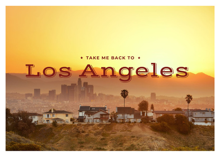 Los Angeles City View Postcard Design Template