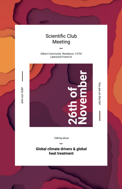 Club Meeting Announcement Due To Climate Change Invitation 5.5x8.5inデザインテンプレート