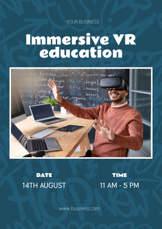 Man using Virtual Reality Glasses Poster Tasarım Şablonu