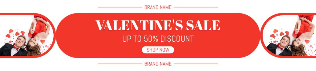 Valentine's Day Sale with Couple and Hearts Ebay Store Billboard Design Template
