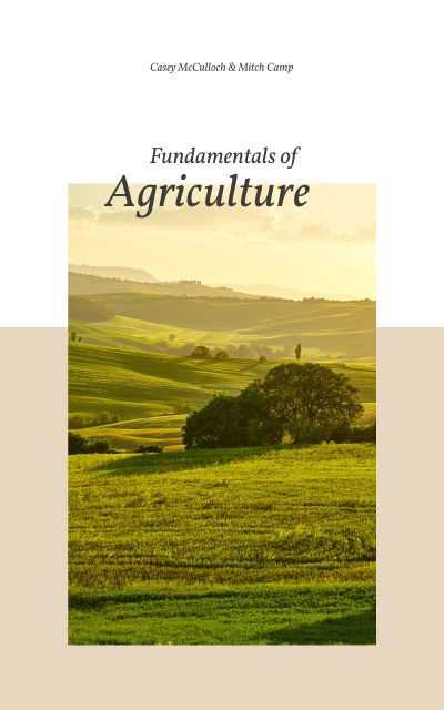Agriculture Guide with Green Valley Landscape Book Cover Design Template
