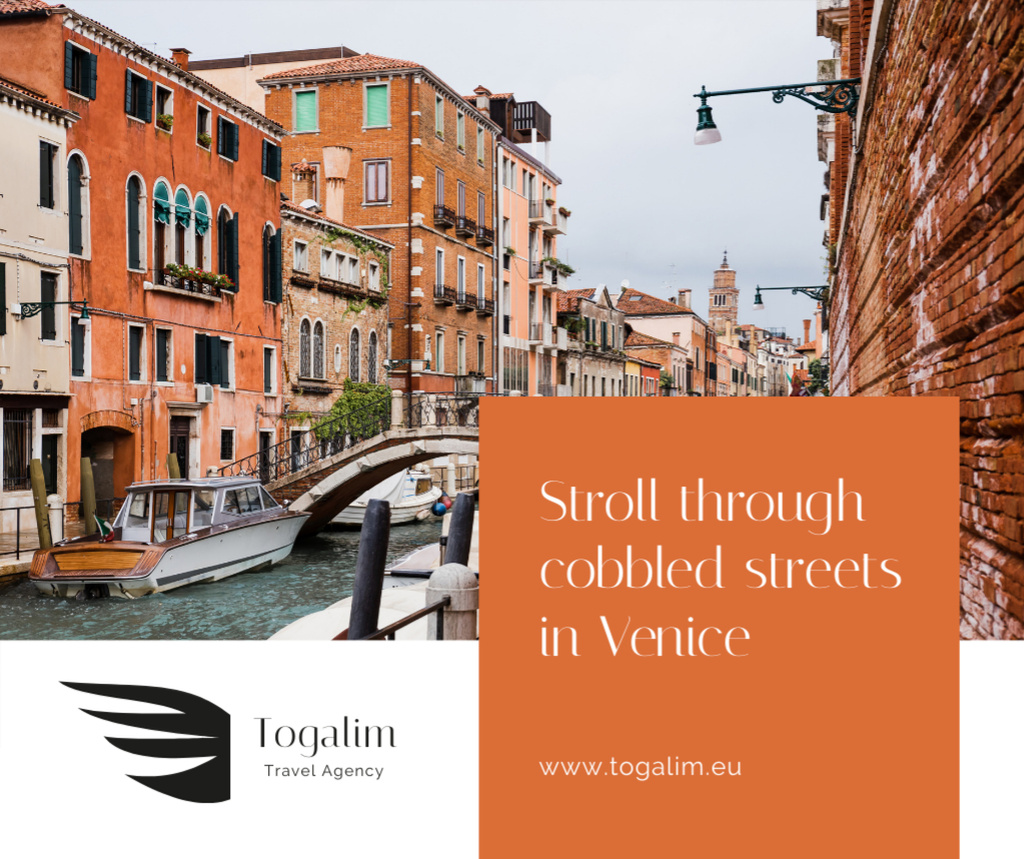 Venice city travel tours Facebookデザインテンプレート
