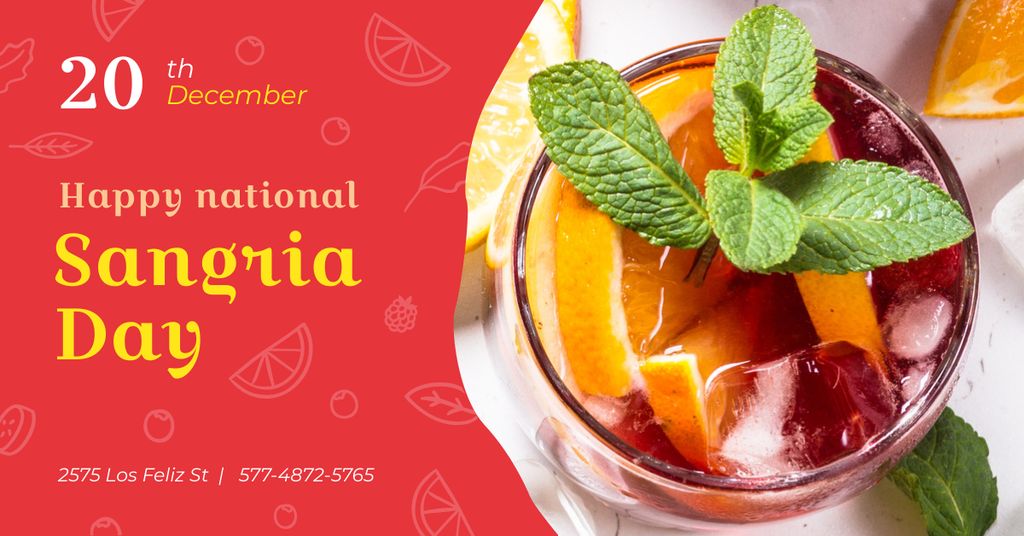 Sangria Day Invitation Drink in Glass Facebook AD Šablona návrhu