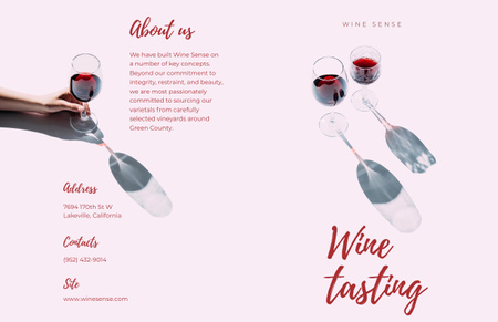 Wine Tasting with Wineglasses in White Brochure 11x17in Bi-fold Design Template