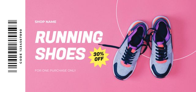 Ontwerpsjabloon van Coupon Din Large van Sport Clothing and Shoes Sale Offer on Pink