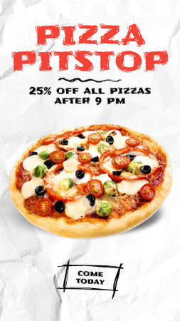 Savor Tasteful Pizza With Discount In Pit stop Instagram Video Story Design Template