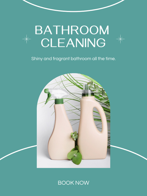 Professional Bathroom Cleaning Services With Detergents Poster 36x48in Modelo de Design