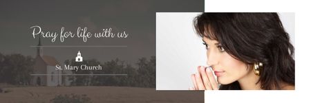 Template di design Church invitation with praying Woman Email header