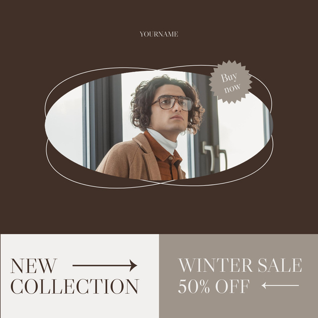 Offer Discount on New Winter Collection for Men Instagram Design Template