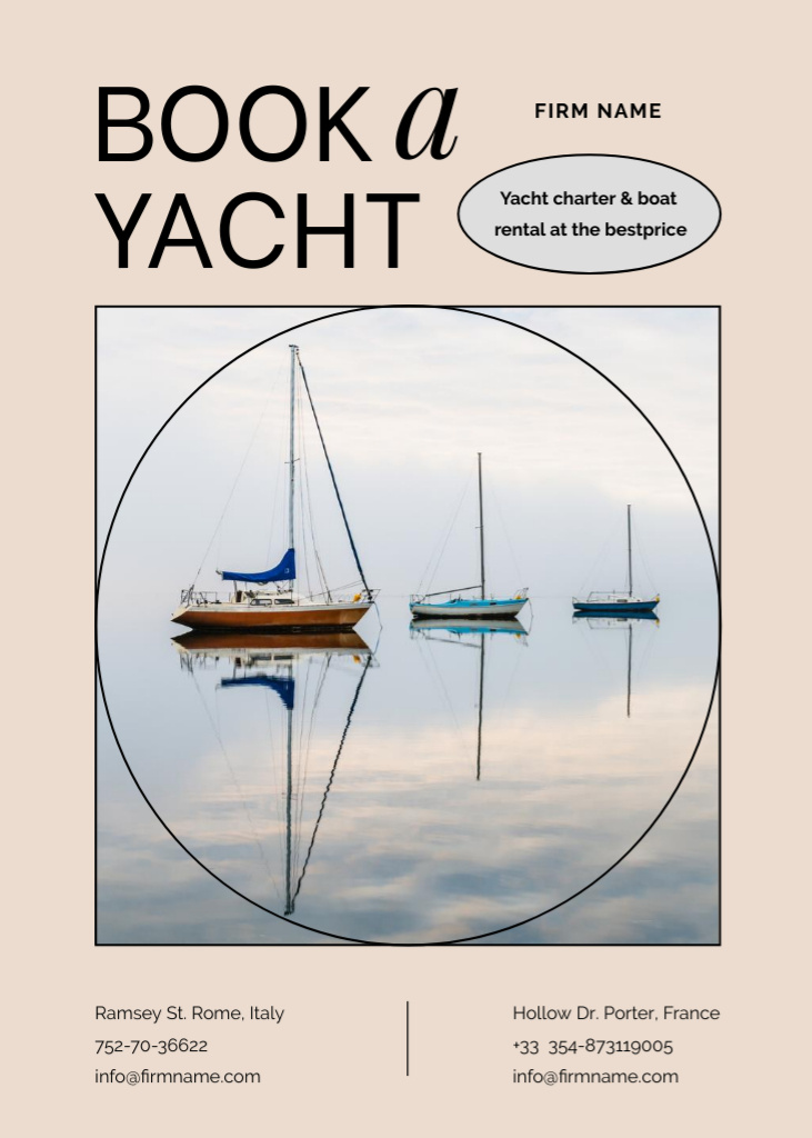 Special Offer of Yachts for Rent Flayerデザインテンプレート