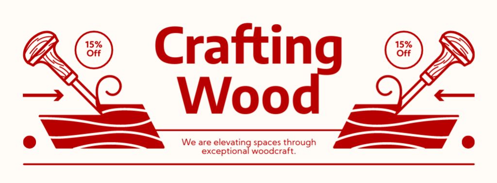 Crafting Wood Offer with Discount Facebook cover Πρότυπο σχεδίασης