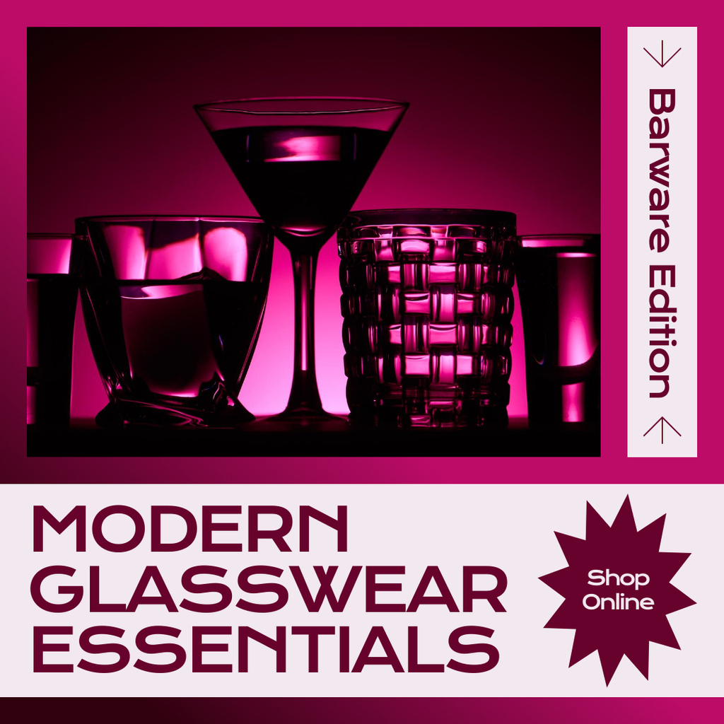 Exclusive Edition Of Glassware Essentials Instagram AD Design Template