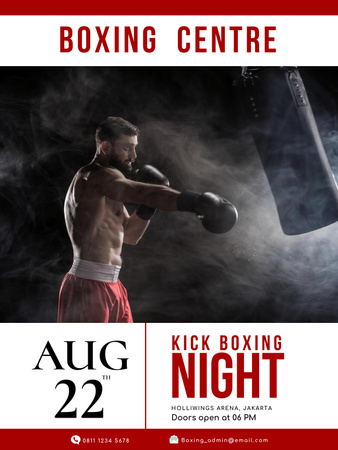Boxing Centre Invitation with Photo of Muscular Athlete Poster 36x48in – шаблон для дизайну