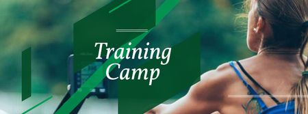 Platilla de diseño Training Camp Ad with Athlete Young Woman Facebook cover