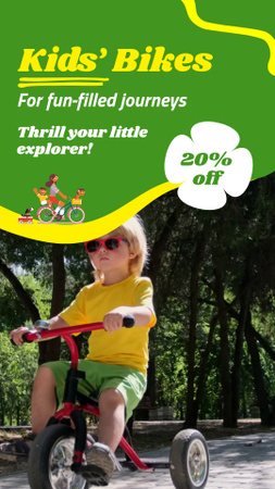 Lightweight Kids' Bicycles With Discounts Offer Instagram Video Story Design Template