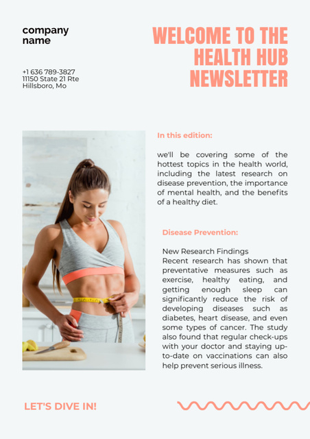 Health and Fitness Hub Newsletter Modelo de Design