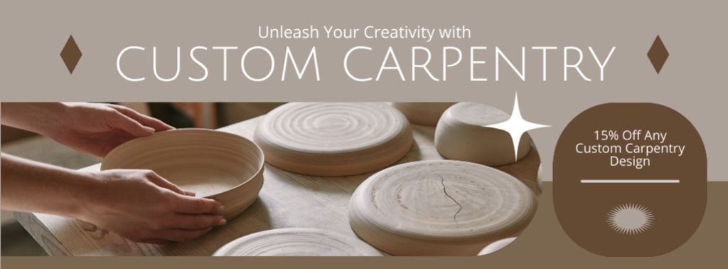 Template di design Custom Carpentry Services Promo Facebook cover