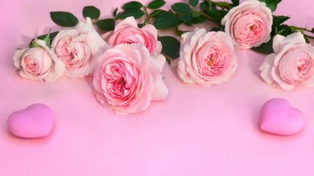 Ontwerpsjabloon van Zoom Background van Valentijnsdagviering met zachte roze rozen