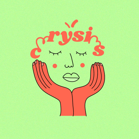 Szablon projektu kreatywny portret smutnej dziewczyny Logo