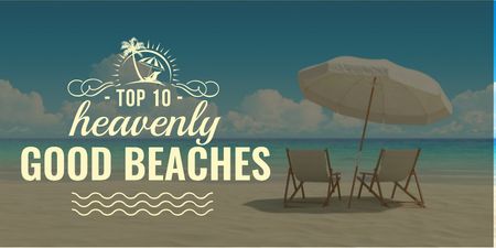 Plantilla de diseño de Travel Destinations with Chaise-Lounge and Umbrella on Beach Twitter 