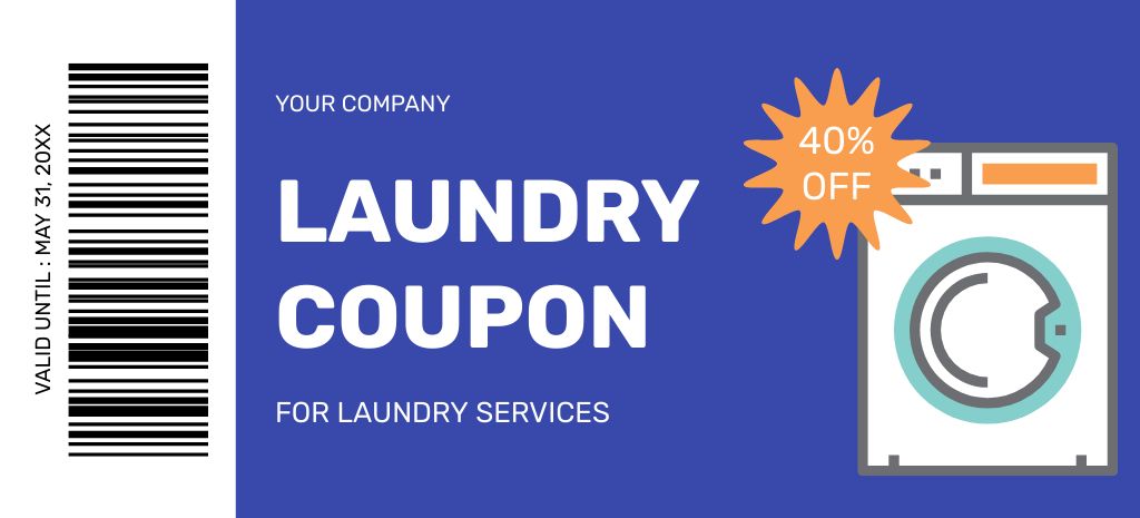 Laundry Service Offer with Great Discount Coupon 3.75x8.25inデザインテンプレート