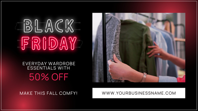 Black Friday Sale with Store of Stylish Clothes Full HD video Šablona návrhu