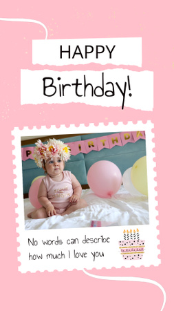 Balloons And Sincere Congrats On Baby's Birthday TikTok Video Design Template